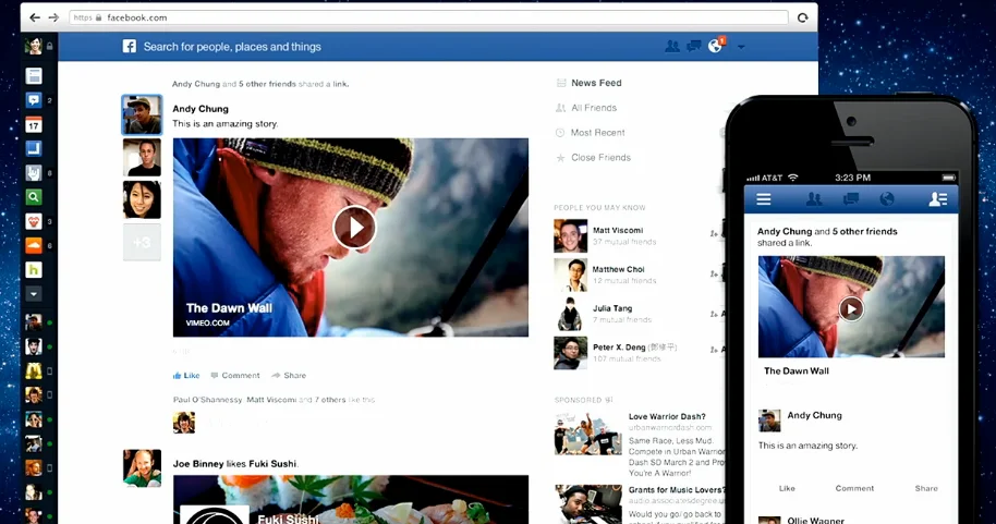 Novo layout do Facebook